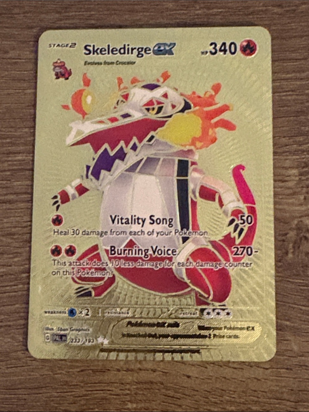 Pokemon Skeldeirge ex Gold Holo Card - Red & Yellow Artwork